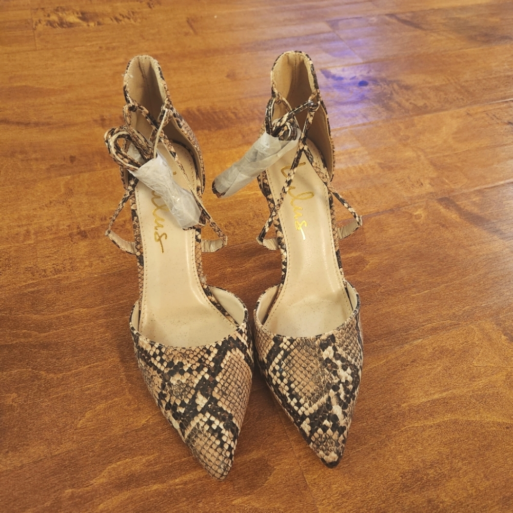 Snake Print - Lace up Heels